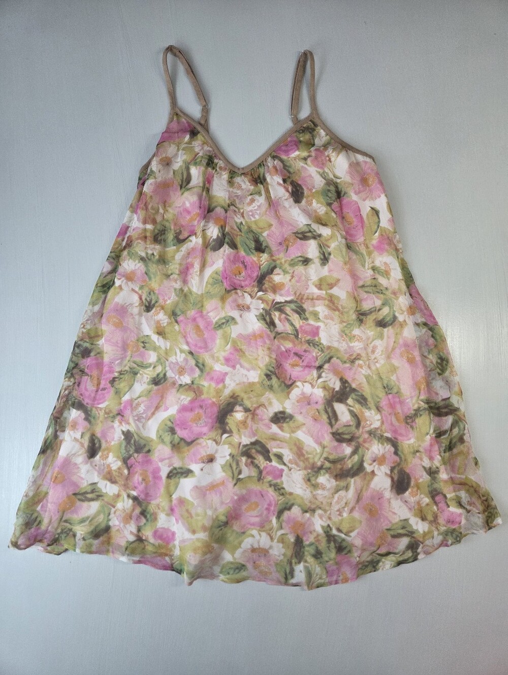 Lavender Brown Silk Floral Dress